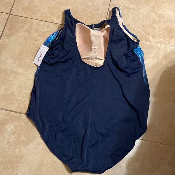 Blue and Navy One-Piece Swimsuit - Picture 2 of 3